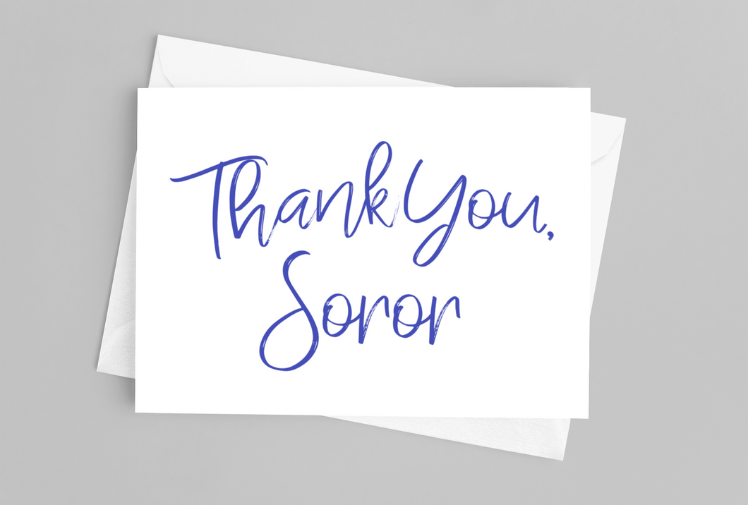 THANK YOU SOROR NOTECARDS (BLUE/WHITE)